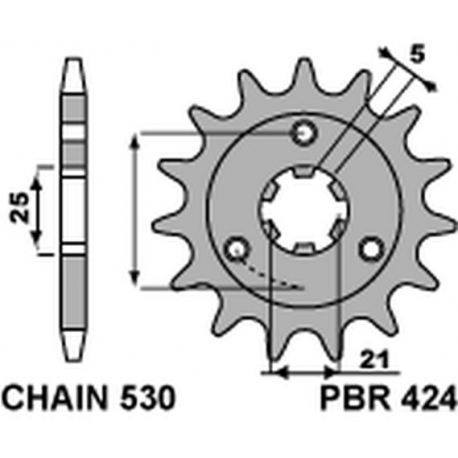 PBR ZĘBATKA PRZEDNIA 424 15 18NC SUZUKI GT 380/550 (750 +1) (ŁAŃC. 530)