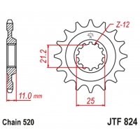 JT ZĘBATKA PRZEDNIA 727 12 HUSQVARNA CR/WR/TC/TE 125/250/300/310/410/510/610 (72712JT) (ŁAŃC. 520)