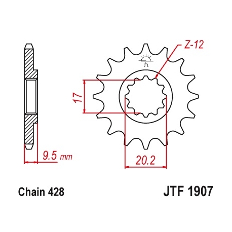 JT ZĘBATKA PRZEDNIA 2084 13 KTM SX 85 04-17 (208413JT) (ŁAŃC. 428)