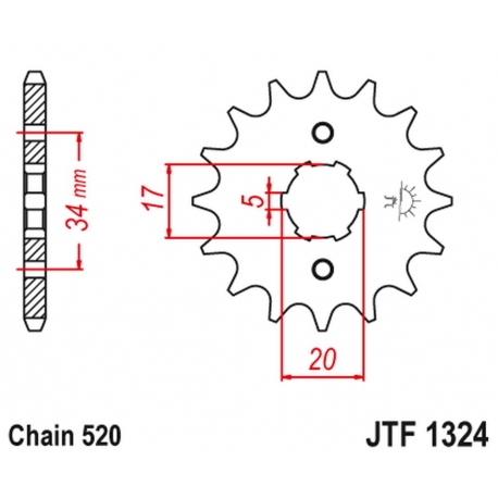 JT ZĘBATKA PRZEDNIA 2060 12 HONDA CRF 230 '03-15' TRX 200 SX FOUTRAX '86-88' '90-97' (206012JT) (ŁAŃC. 520)