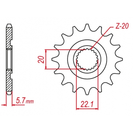 GROSSKOPF PROMOCJA ZĘBATKA PRZEDNIA 2103 12 GAS GAS EC 250/300/450F `11-15, YAMAHA YZ 125, WR 250, YZ250F `01-'21 (E250-13 (-1) 