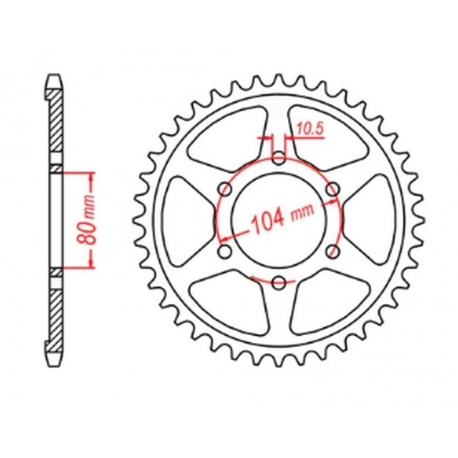 MTX PARTS ZĘBATKA TYLNA 4542 41 KAWASAKI ZZR 1400 (06-10) (ŁAŃC. 530) (JTR1493.41)