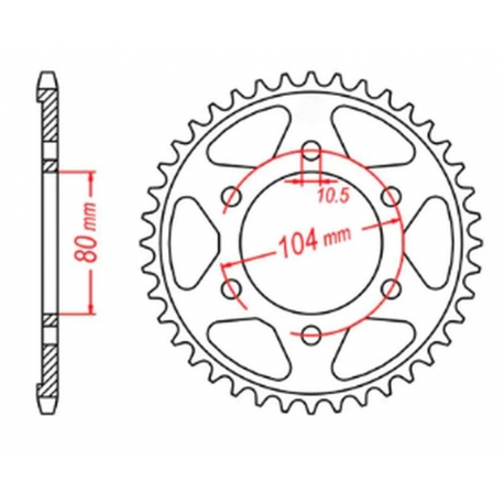 MTX PARTS ZĘBATKA TYLNA 4359 43 KAWASAKI ZX750R, NINJA, KLZ VERSYS (12-) (JTR1489.43) (ŁAŃC. 525) KOLOR CZARNY