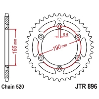 JT ZĘBATKA TYLNA 896 48 KTM 600 LC4 ENDURO (88-89), 125 ENDURO (89) (ŁAŃC. 520) (89648JT)