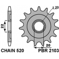 PBR ZĘBATKA PRZEDNIA 2103 13 YAMAHA YZF 250 '01-'17, WRF 250 '01-'17 (JTF1590.13) (ŁAŃC. 520) (210313JT)