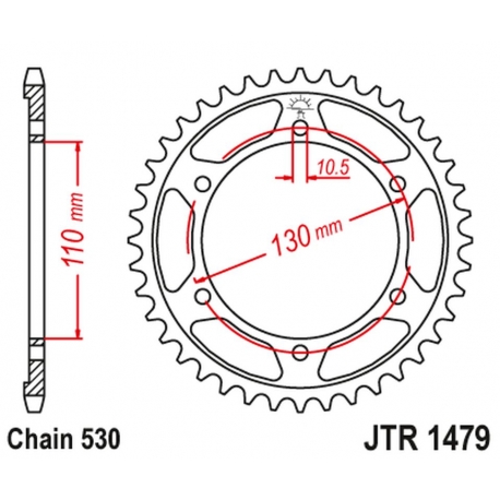 JT ZĘBATKA TYLNA 241 45 YAMAHA YZF-R1 1000 '09-14' (24145JT) (ŁAŃC.530) (CZARNA)