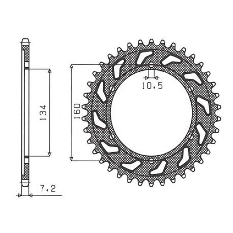 SUNSTAR ZĘBATKA TYLNA 4405 45 HONDA CBR 600F '01-'07 (JTR1307.45) (ŁAŃC. 525) (440545JT)