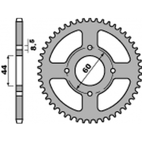 PBR ZĘBATKA TYLNA 832 52 F YAMAHA DT 50R '78-'95 (JTR832.52) (ŁAŃC. 420) - MOŻE BYĆ ZASTĄPIONA PRZEZ 4461 52