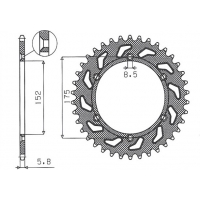 SUNSTAR ZĘBATKA TYLNA 856 43 YAMAHA TT600R '98-'03, TT600S '93-'95, YFZ 350 BANSHEE`89-06 (JTR853.43)* (ŁAŃC. 520) (85643JT)