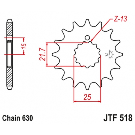 JT ZĘBATKA PRZEDNIA 518 16 KAWASAKI Z 650 /750 '79-'83 (51816JT) (ŁAŃC. 630) (+1)