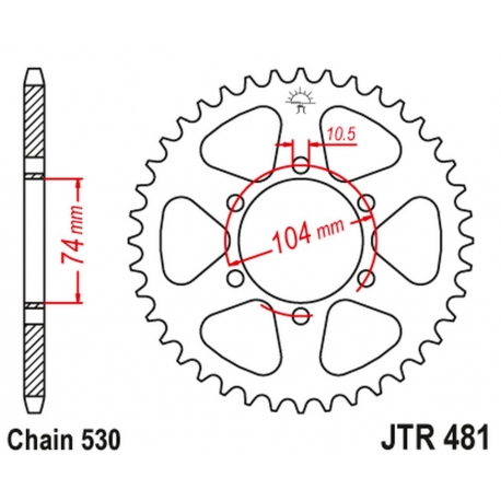 JT ZĘBATKA TYLNA 481 40 KAWASAKI Z 400/550 '80-83', Z 650 '79', KH 500 '72-75' (48140JT) (ŁAŃC.530)