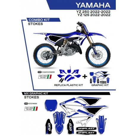 UFO KOMPLET PLASTIKÓW YAKIT324999 PLUS KOMPLET NAKLEJEK (OKLEIN) YAMAHA YZ 125/250 '22 W ZESTAWIE PRZEDNIA TABLICA (YA04860) ORA