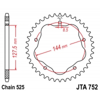 JT ZĘBATKA TYLNA 4320 39 ALUMINIOWA DUCATI 796/848/1100 (432039JT) (ŁAŃC. 525) KOLOR CZARNY