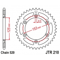 JT ZĘBATKA TYLNA 289 43 HONDA CRF 230 '09-24,XR 250 '96-07, XR 400 '96-04 (28943JT) (ŁAŃC. 520)