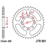 JT ZĘBATKA TYLNA 801 48 SUZUKI GT 50 '77-80, ZR 50 '82-, APX 50 '84-89, TS 50 '79-83, TSX 50 '92-96, KAWASAKI AE 50 '82-83, AR 5