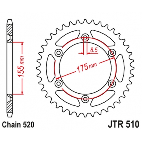 JT ZĘBATKA TYLNA 1503 46 HUSQVARNA 125/250 WRK '88-89', CAGIVA 125/250 WMX '85-88' (150346JT) (ŁAŃC.520)