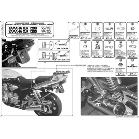 KAPPA STELAŻ KUFRA CENTRALNEGO YAMAHA XJR 1200 (95-98), XJR 1300 (98-02) ( BEZ PŁYTY )