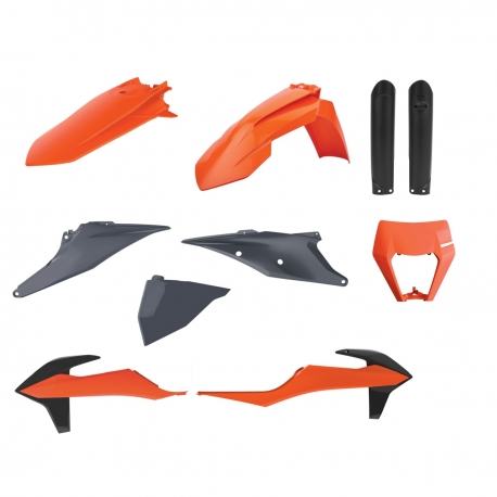 POLISPORT KOMPLET PLASTIKÓW (FULL KIT) KTM EXC/EXC-F TPI '20-'23 W ZESTAWIE OSŁONA LAMPY (8668600002) I OSŁONY AMORTYZATORÓW (83