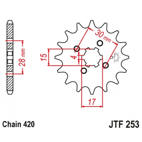 JT ZĘBATKA PRZEDNIA 255 16 HONDA MTX/MBX/XR 80 (25516JT) (ŁAŃC. 420)