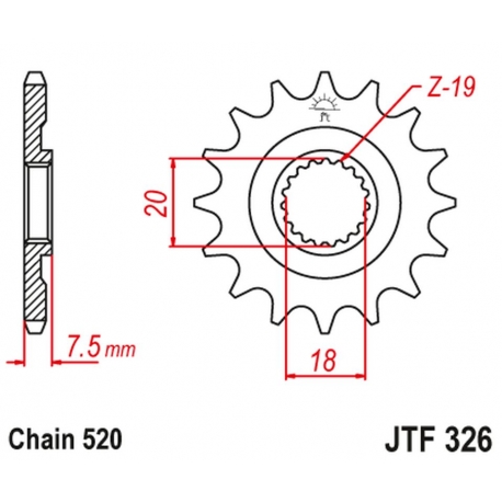 JT ZĘBATKA PRZEDNIA 340 14 HONDA CR 125 '87-'03 (34014JT) (ŁAŃC. 520)