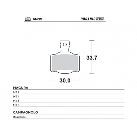 MOTO-MASTER BIKE PRO KLOCKI HAMULCOWE ROWEROWE ORGANICZNE SPORT PASUJE DO MAGURA MT 2, MT 4, MT 6, MT 8, CAMPAGNOLO ROAD DISC