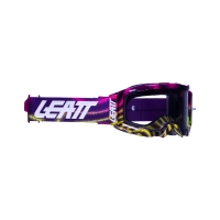 LEATT GOGLE VELOCITY 5.5 GOGGLE ZEBRA NEON LIGHT GREY 58% - KOLOR FIOLETOWY/ŻÓŁTY/CZARNY SZYBKA DYMIONE LUSTRO SZARA