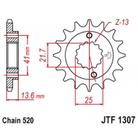 JT ZĘBATKA PRZEDNIA 2093 14 KAWASAKI ZX6R '03-'06 (2093M14JT) (ŁAŃC. 520)