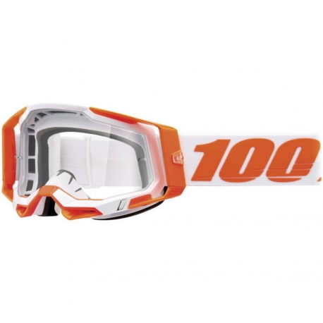 100 PROCENT GOGLE MODEL RACECRAFT 2 ORANGE - CLEAR LENS - KOLOR POMARAŃCZOWY/BIAŁY SZYBKA PRZEŹROCZYSTA