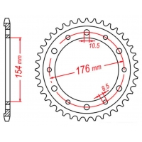 MTX PARTS ZĘBATKA TYLNA 4434 43 HONDA VFR750, VFR800 V-TEC '02-'14, VFR800X CROSSRUNNER '11-'15 (JTR1340.43) (ŁAŃC. 530)