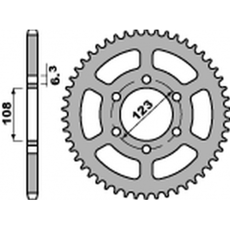 PBR ZĘBATKA TYLNA 4412 49 F APRILIA 50 SX '14-'20, DERBI 50 DRD/GP1 '04-'09 (JTR1133.49) (ŁAŃC.420) (STD.-4)