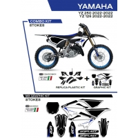 UFO KOMPLET PLASTIKÓW YAKIT324001 PLUS KOMPLET NAKLEJEK (OKLEIN) YAMAHA YZ 125/250 '22 W ZESTAWIE PRZEDNIA TABLICA (YA04860) ORA