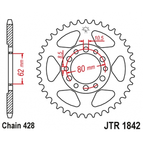 JT ZĘBATKA TYLNA 842 45 YAMAHA YZ 80 '81-83', DT 125/175 '74-77',TW 125 '99-02', TW 200 '89-', XT 350 '85-00' (84245JT) (ŁAŃC428