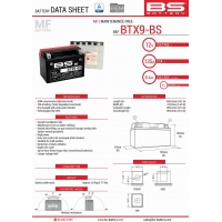 BS AKUMULATOR BTX9-BS (YTX9-BS) 152X88X106 12V 8AH BEZOBSŁUGOWY - ELEKTROLIT OSOBNO (120A) (6) UE2019/1148