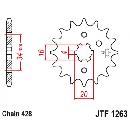 JT ZĘBATKA PRZEDNIA 263 11 SUZUKI RM 80/85, YAMAHA XT 125 R/X (26311JT) (ŁAŃC. 428)