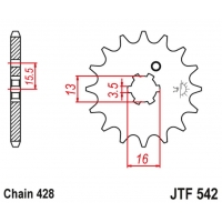 JT ZĘBATKA PRZEDNIA 542 10 YAMAHA DT 80 MX-S '83-84' (54210JT) (ŁAŃC. 428)