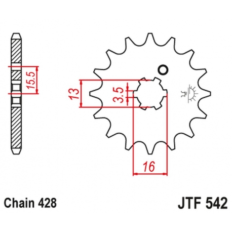 JT ZĘBATKA PRZEDNIA 542 10 YAMAHA DT 80 MX-S '83-84' (54210JT) (ŁAŃC. 428)