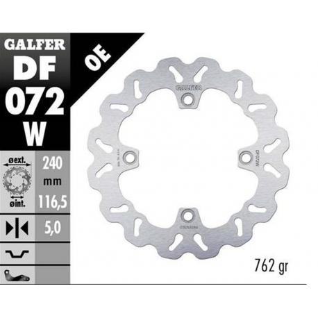 GALFER TARCZA HAMULCOWA TYŁ HONDA CBF 500N '04- CB 600 HORNET '07- CBF 600S/N '04- CB 750 HORNET '22- (WAVE FIXED) (240X116,5