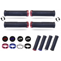 PROGRIP MANETKI PG995 ATV / JET SKI / MTB (22+22MM, DŁ. 120MM) KOLOR CZARNY Z NIEBIESKĄ BLOKADĄ LOCK-ON (995-356)