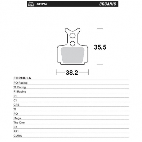 MOTO-MASTER BIKE PRO KLOCKI HAMULCOWE ROWEROWE ORGANICZNE PASUJE DO FORMULA CURA, RO RACING, T1 RACING, R1 RACING, R1, C1, CR3, 