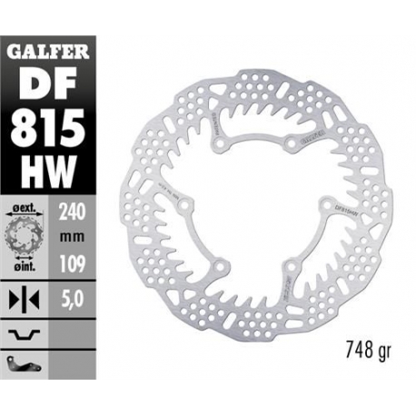 GALFER TARCZA HAMULCOWA TYŁ BETA RR 250/300/350 '12-, RR 390/400/430/450/450/498 '14-, RX 300 '24-, XTRAINER 250/300 '15- (240X1