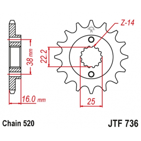 JT ZĘBATKA PRZEDNIA 490 13 DUCATI MONSTER 600/750/900 (49013JT) (ŁAŃC. 520)