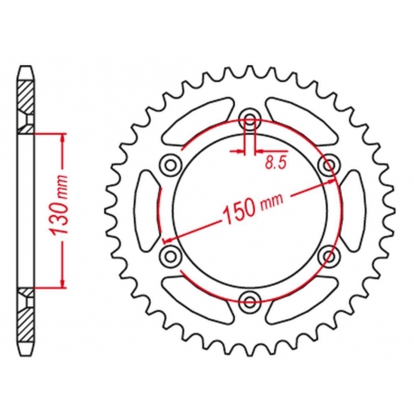 GROSSKOPF PROMOCJA ZĘBATKA TYLNA ALUMINIOWA KOLOR CZARNY 270 51 (27050) YAMAHA YZ/YZF '99-'21, WRF '01-'21 (JTR251.51) (ŁAŃC. 52