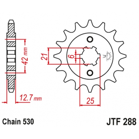 JT ZĘBATKA PRZEDNIA 288 16 HONDA CB 500 FOUR '72-'77, CB 550F/K '75-'80 (28816JT) (ŁAŃC. 530) (-1)