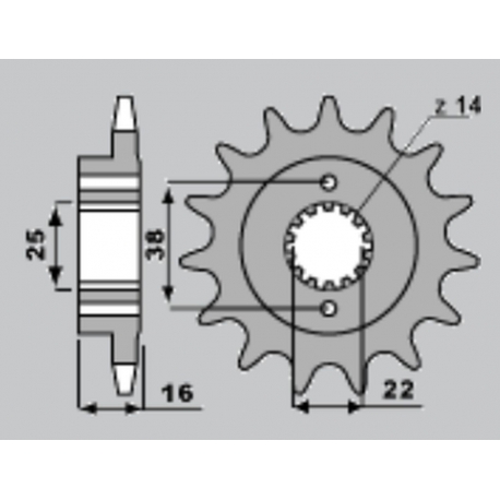 SUNSTAR ZĘBATKA PRZEDNIA 2075 14 DUCATI MONSTER 797 '17-18, SCRAMBLER 800 '17-18, SUPERSPORT 939 '17-18 (JTF736.14) (ŁAŃC. 520) 