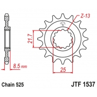 JT ZĘBATKA PRZEDNIA 2137 18 KAWASAKI ZX10R '04-'18 (213718JT) (ŁAŃC. 525)