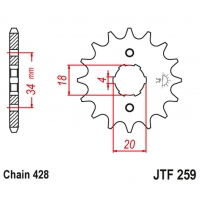 JT ZĘBATKA PRZEDNIA 259 17 HONDA XL 125, NX 125 (25917JT) (ŁAŃC. 428)