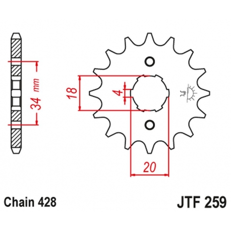 JT ZĘBATKA PRZEDNIA 259 17 HONDA XL 125, NX 125 (25917JT) (ŁAŃC. 428)