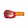 100 PROCENT GOGLE ACCURI 2 MOTO RED - DUAL CLEAR PANE - KOLOR CZERWONY/ŻÓŁTY SZYBKA PODWÓJNA PRZEŹROCZYSTA
