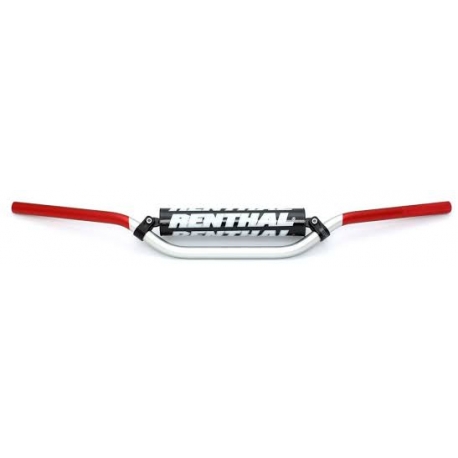 RENTHAL KIEROWNICA 7/8 CALA (22MM) MX HANDLEBAR SILVER/RED RC HIGH PADDED PADDED KOLOR SREBRNY/CZERWONY Z GĄBKĄ