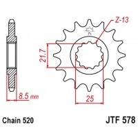 JT ZĘBATKA PRZEDNIA 585 14 KAWASAKI ZX-6R/RR '07-17, YAMAHA XTZ 750 '90-'98 (58514JT) (ŁAŃC. 520) (-2)